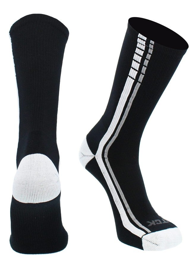 TCK Basketball Socks Elite Turbo Crew (Black/White/Grey, Large) - Image 1