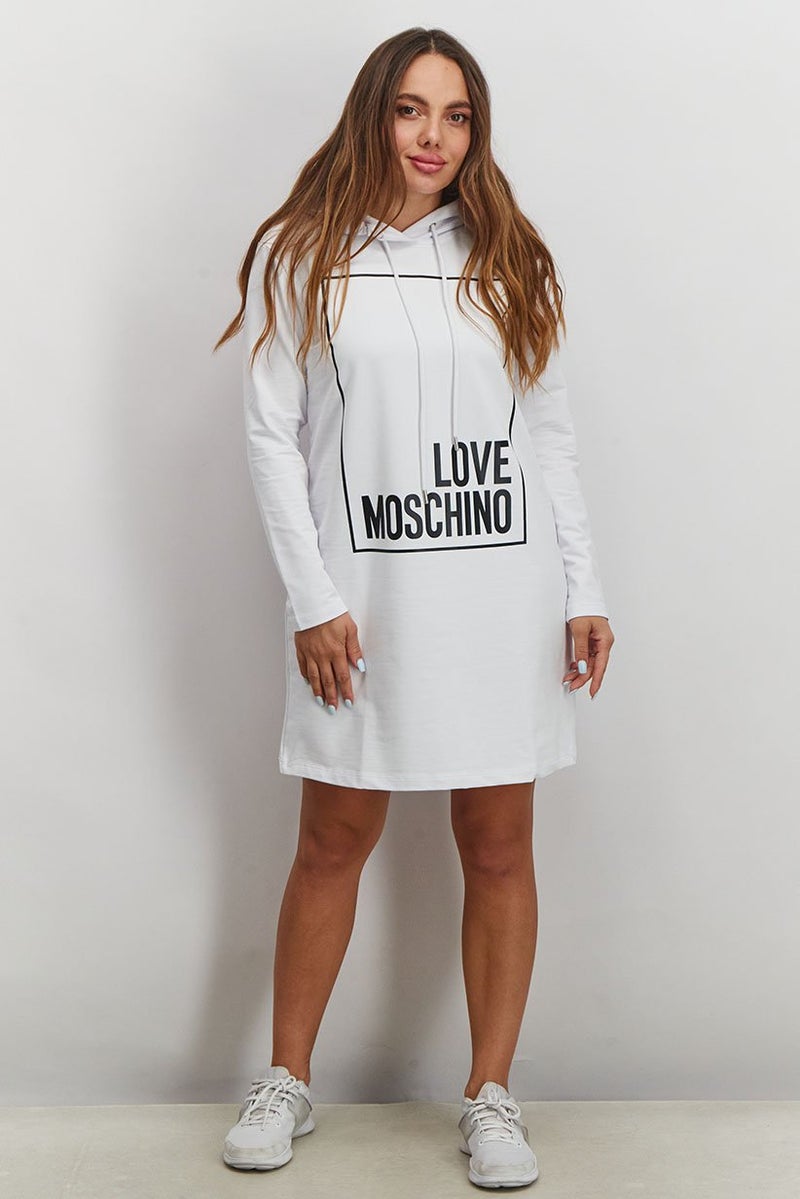 Love Moschino Women Graphic Print Sweater Dress, White - Image 4