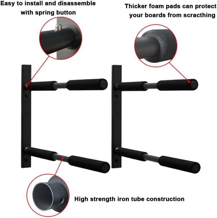 ASMSW Surfboard Storage Rack Hold 2 Surfboards, Sups, Paddle boards Metal Wall Mount Rack 2 Level Display Surf Rack Home and Garage Storage Mount - Image 1