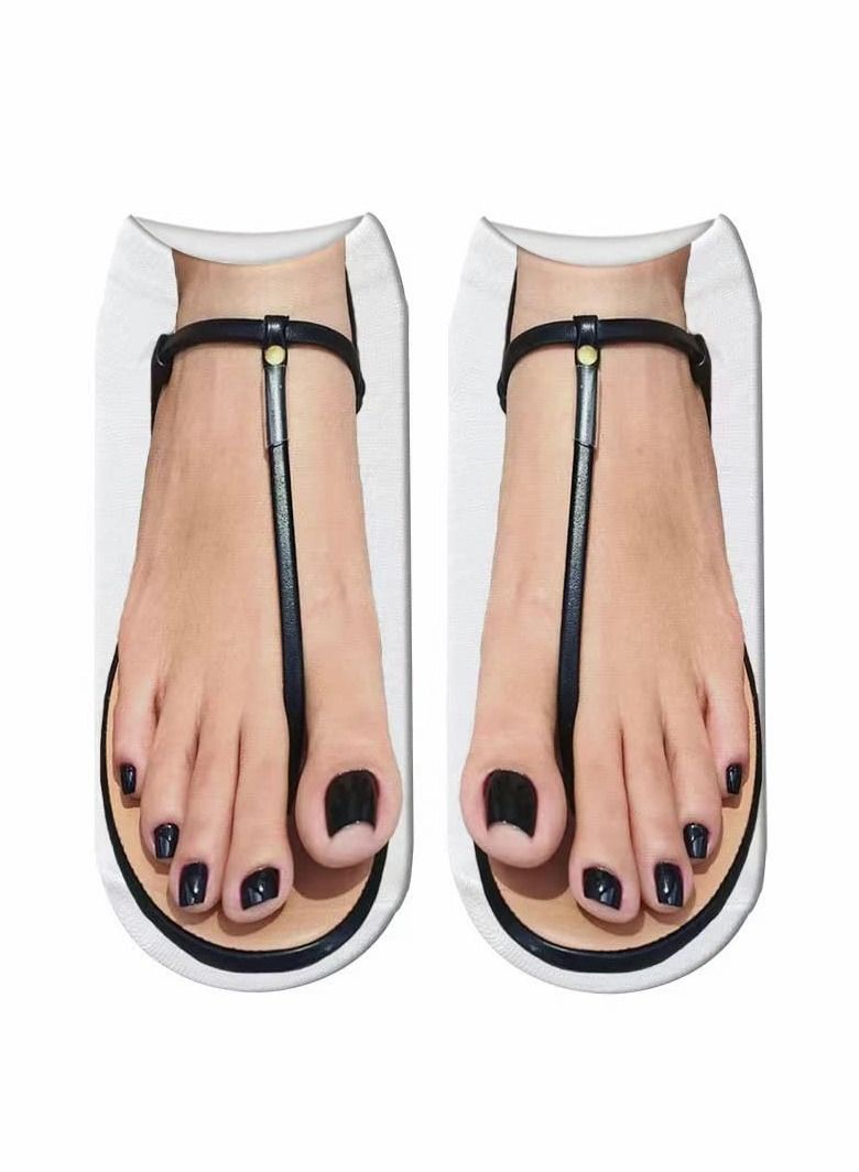 Excefore جوارب بنمط ثلاثي الأبعاد، 3 أزواج من الجوارب المطبوعة فليب فلوب، جوارب فليب فلوب المضحكة المخفية - Image 4