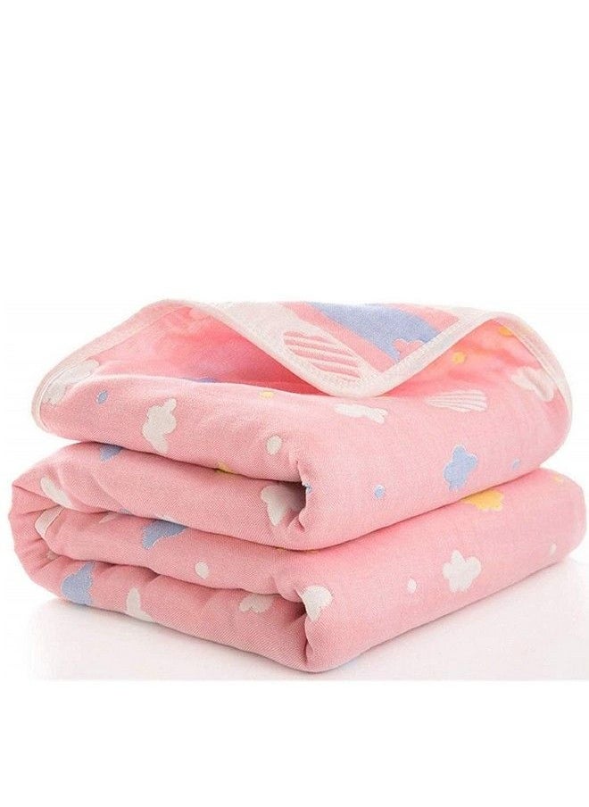 Syga 110 Cm Baby Swaddle Blankets 6 Layer Muslin Swaddle Wrap 100% Cotton Stroller Cover Receiving Blankets_Pinkcloud  - Image 2