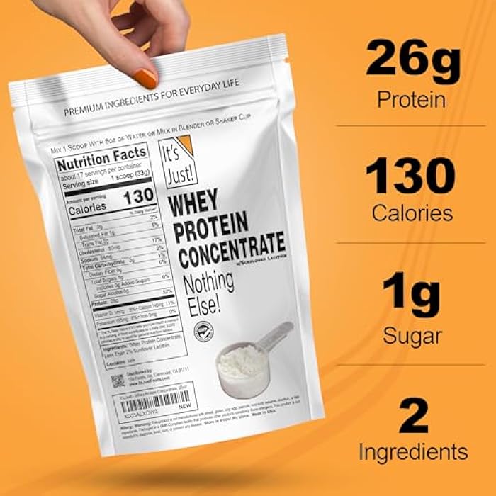 It's Just! - 100% Whey Protein Concentrate, Made in USA, No RBST/rBGH Hormones, Premium WPC-80, No Added Flavors or Artificial Sweeteners (1.25 Pound, Unflavored) - Image 3
