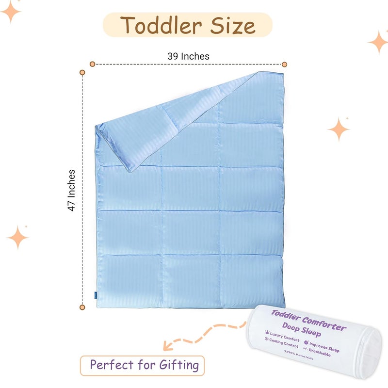 ZPECC Toddler Down Alternative Comforter, 39x47 Hypoallergenic Baby Blanket Quilt, Soft Breathable Lightweight All Season Kids Duvet Insert for Crib Stroller Cot Daycare, Baby Blue - Image 2