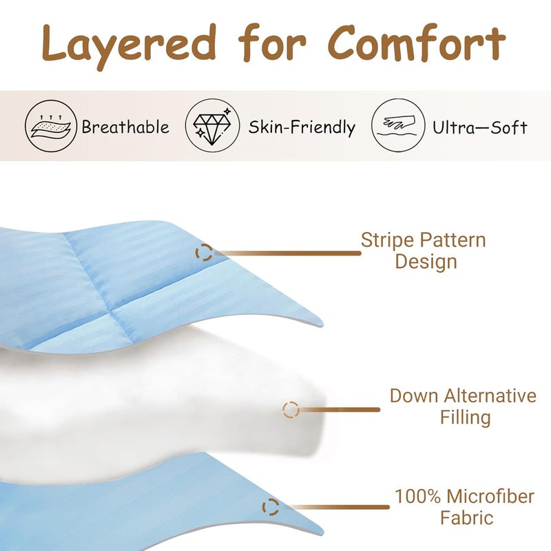 ZPECC Toddler Down Alternative Comforter, 39x47 Hypoallergenic Baby Blanket Quilt, Soft Breathable Lightweight All Season Kids Duvet Insert for Crib Stroller Cot Daycare, Baby Blue - Image 3