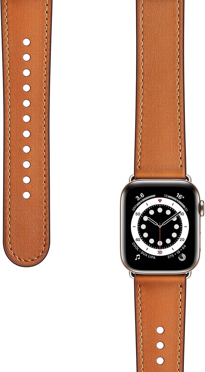 سوار OUHENG المتوافق مع Apple Watch مقاس 45مم 44مم 42مم 41مم 40مم 38مم، سوار بديل من الجلد الطبيعي لساعة iWatch SE والسلسلة 7 6 5 4 3 2 1 - Image 3