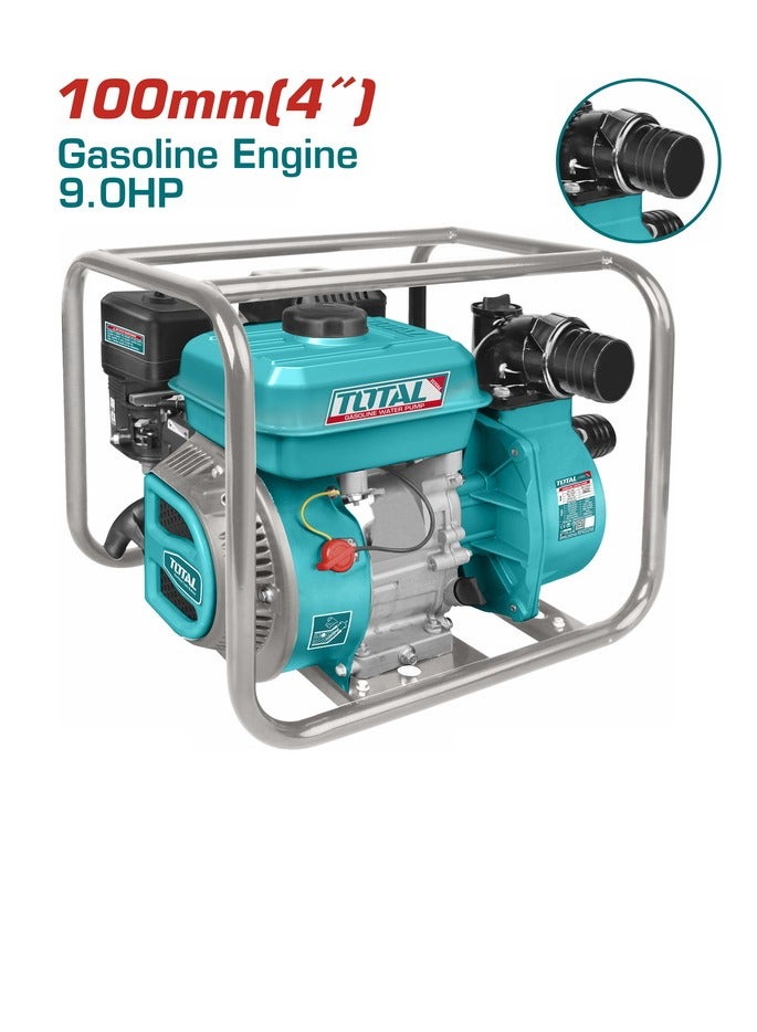 TOTAL TOTAL 9HP Gasoline Water Pump - 4" TOTAL Gasoline Pump, 1500L/min Max Flow, 30m Max Head Lift, 8m Max Suction, 270cc Engine, 6L Fuel Tank, Recoil Start – Ideal for Irrigation, Construction, and Drainage  - Image 1