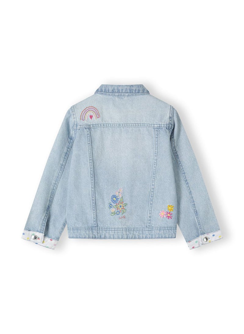MINOTI Kids Girls Denim Jacket with Button Fastening  - Image 2