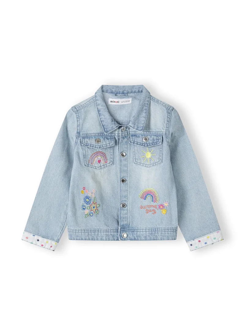 MINOTI Kids Girls Embroidered Denim Jacket