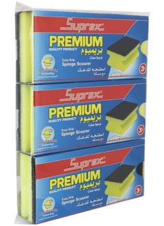 Suprex Easy Grip Sponge Scourer Pack of 9 with Anti Bacterial Technology Dish Washing Foam Sponge for Kitchen and Bathroom  - Image 1