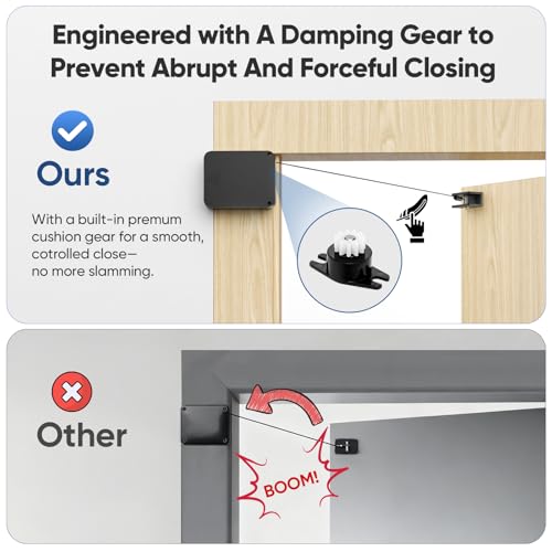 LAKIRA Retractable Automatic Door Closer with AntiSlam Function NoScrew Install for Standard Screen Sliding Doors S304 Steel Cable with Powerful 35lb Closing Force 2 Pack Black - Image 3