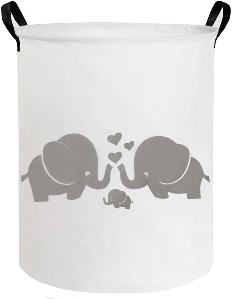 ESSME Baby Laundry Basket,Elephant Hamper，Baby Hamper For Nursery for Kids, Elephant Nursery Decor,Gift Baskets,Home Organizer (Love Elephant) - Image 1