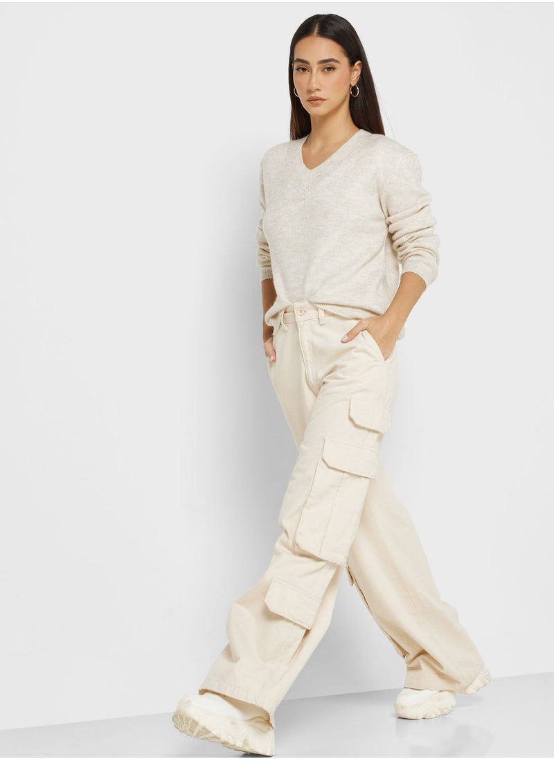 Jacqueline de Yong - V-Neck Knitted Sweater - Image 1