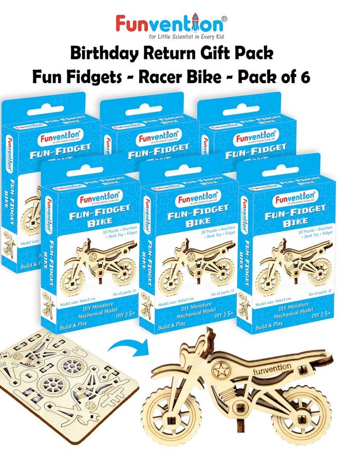 Funvention Birthday Return Gifts (Pack of 6) Fun Fidgets - Bike | DIY Miniature Mechanical Models 3D Puzzle Return Favours for Kids Birthday Party 5+ Years Made in India Toys - Image 4