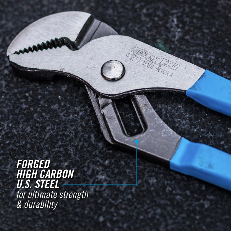 Channellock 2 Piece Tongue and Groove Pliers Set - 9.5-Inch, 6.5-Inch | Straight Jaw Groove Joint Pliers | Laser Heat-Treated 90° Teeth| Forged from High Carbon Steel | Patented Reinforcing Edge Minimizes Stress Breakage | Made in USA - Image 4