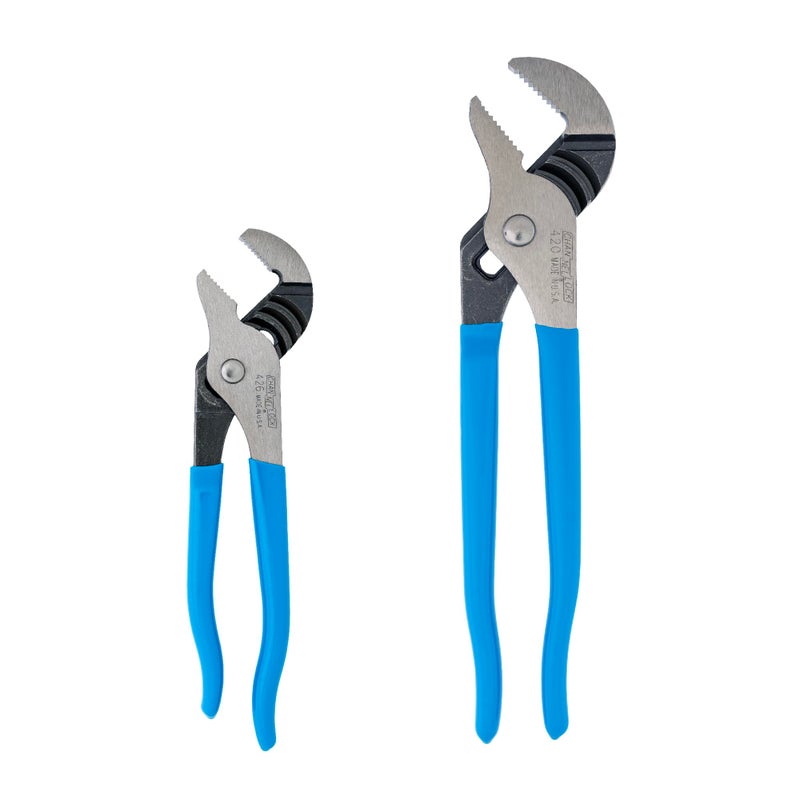 Channellock 2 Piece Tongue and Groove Pliers Set - 9.5-Inch, 6.5-Inch | Straight Jaw Groove Joint Pliers | Laser Heat-Treated 90° Teeth| Forged from High Carbon Steel | Patented Reinforcing Edge Minimizes Stress Breakage | Made in USA - Image 1