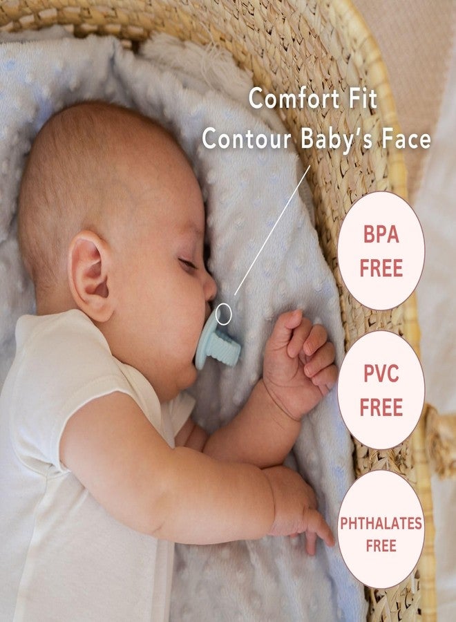 NatureBond Baby Pacifier Soother Silicone Binky Newborn Teether Pacifiers 2 in 1, Curved for Comfort | Hygiene Cover (0-6 Months, Bubble Blue and Ivory Cream) - Image 2