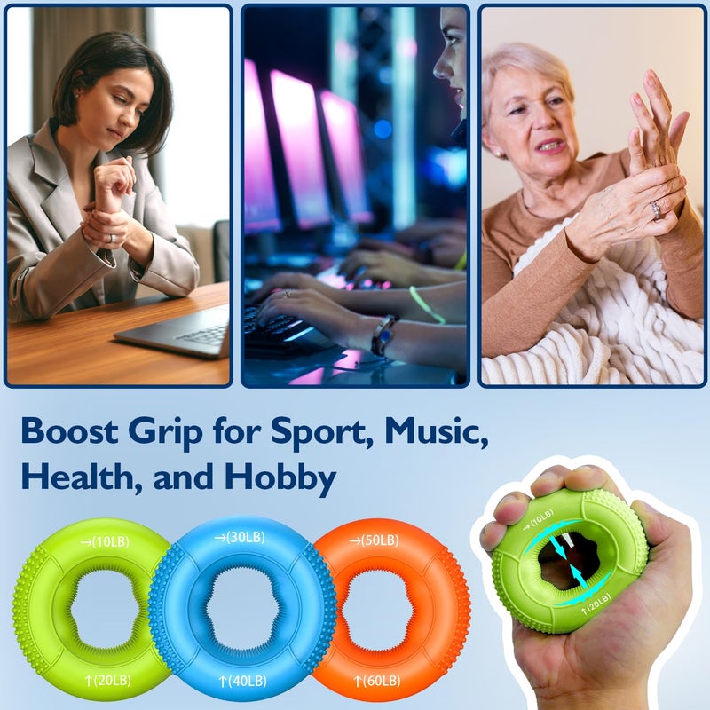FitBeast Hand Grip Strengthener, Finger Exerciser, Forearm Strengthener Kit - 9 Pack, Targeted Hand & Forearm Strength, Relief & Recovery Kit (Orange) - Image 5