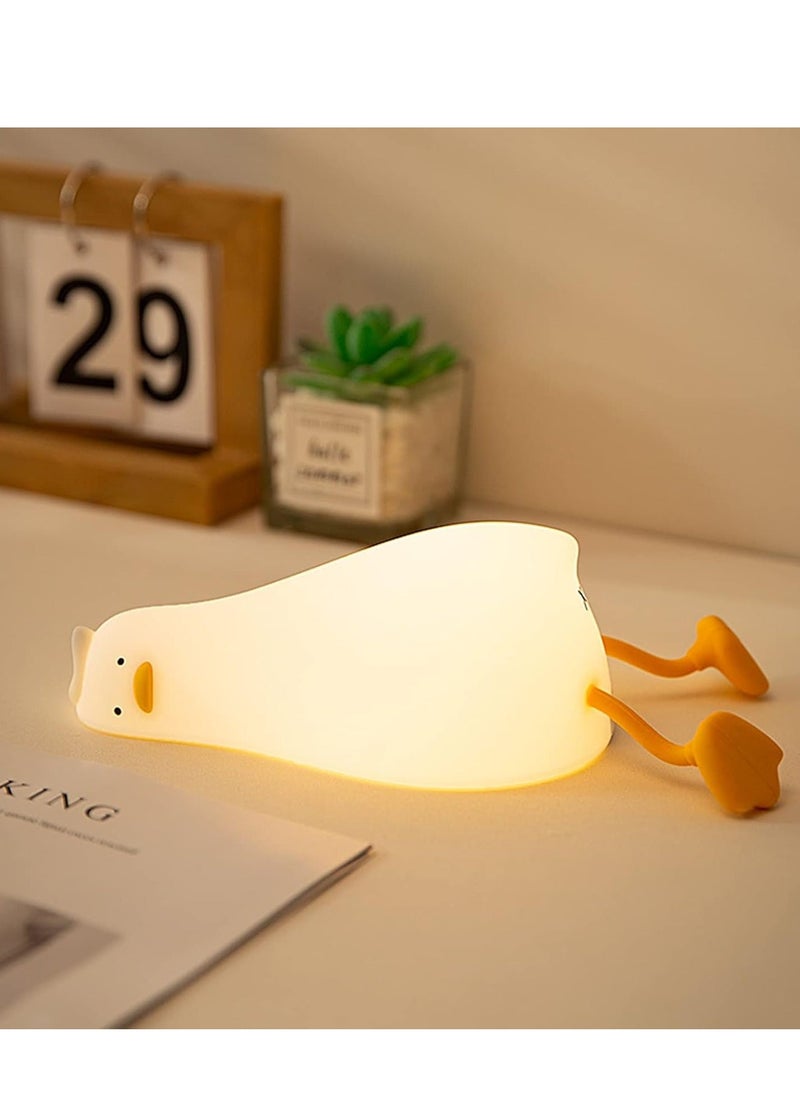 ELTRAZONE Lying Flat Duck Night Light – LED Squishy Duck Lamp, Rechargeable Silicone Dimmable Nursery Nightlight | Touch Control Bedside Lamp for Breastfeeding, Cute Finn the Duck Night Light for Kids - Image 2
