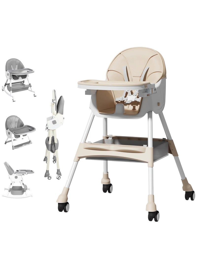 HI-FINE High Chair Baby Feeding,4 in 1 high Chairs for Baby and Toddlers,High Chair baby Feeding,Travel Foldable High ChAir with Foot Rest,Baby Eating Chair,Adjustable Height & Recline - Image 1