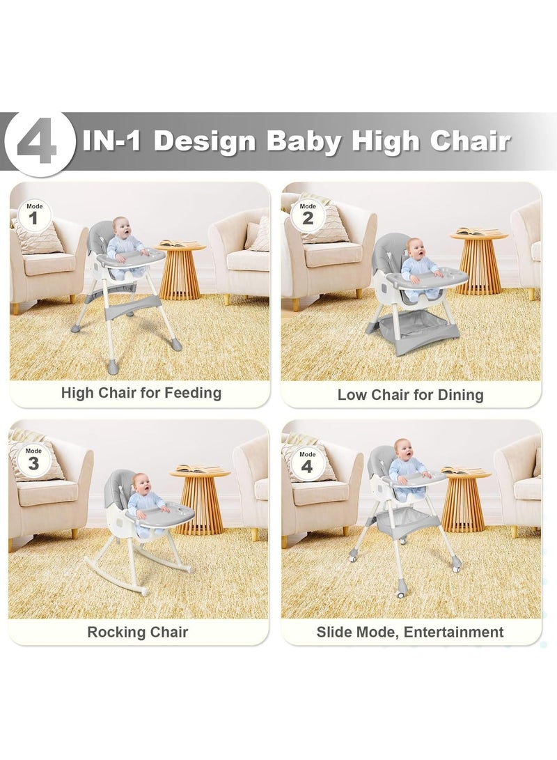 HI-FINE High Chair Baby Feeding,4 in 1 high Chairs for Baby and Toddlers,High Chair baby Feeding,Travel Foldable High ChAir with Foot Rest,Baby Eating Chair,Adjustable Height & Recline - Image 5