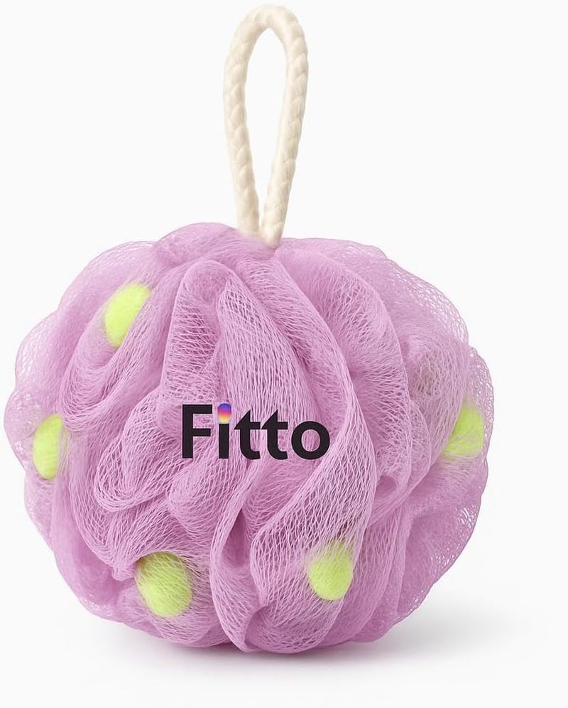 Fitto Bath Sponge Round Loofah - Body Wash Puff & Scrubber in Assorted Colors - Image 1