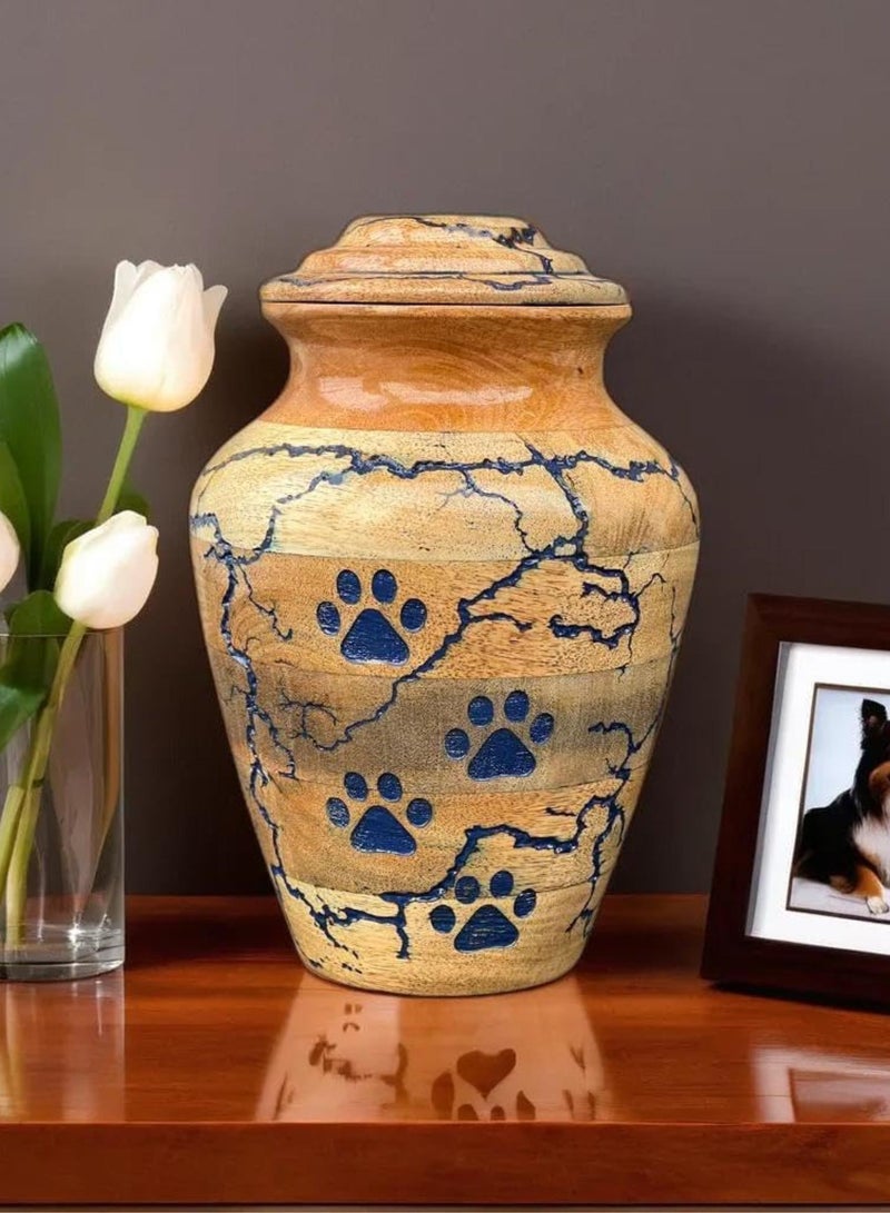 GGOOT Wooden Urn for Dog Wooden Pet urn Cremation Urn for pet Urns for Dogs Ashes Wooden Pet Urn Box Small Wooden urn (Small (65 LBS), Pawprints of Love Urn) - Image 2