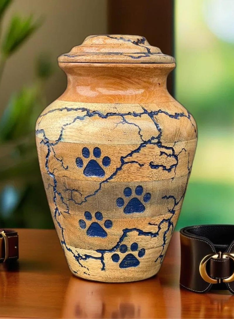 GGOOT Wooden Urn for Dog Wooden Pet urn Cremation Urn for pet Urns for Dogs Ashes Wooden Pet Urn Box Small Wooden urn (Small (65 LBS), Pawprints of Love Urn) - Image 1