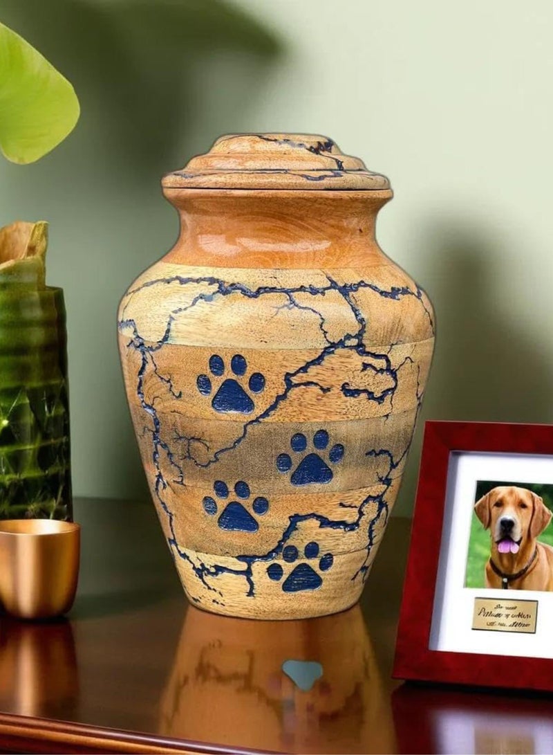 GGOOT Wooden Urn for Dog Wooden Pet urn Cremation Urn for pet Urns for Dogs Ashes Wooden Pet Urn Box Small Wooden urn (Small (65 LBS), Pawprints of Love Urn) - Image 4