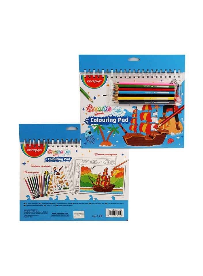 Keyroad Coloring Pad with 12 Colored Pencils - KEYROAD