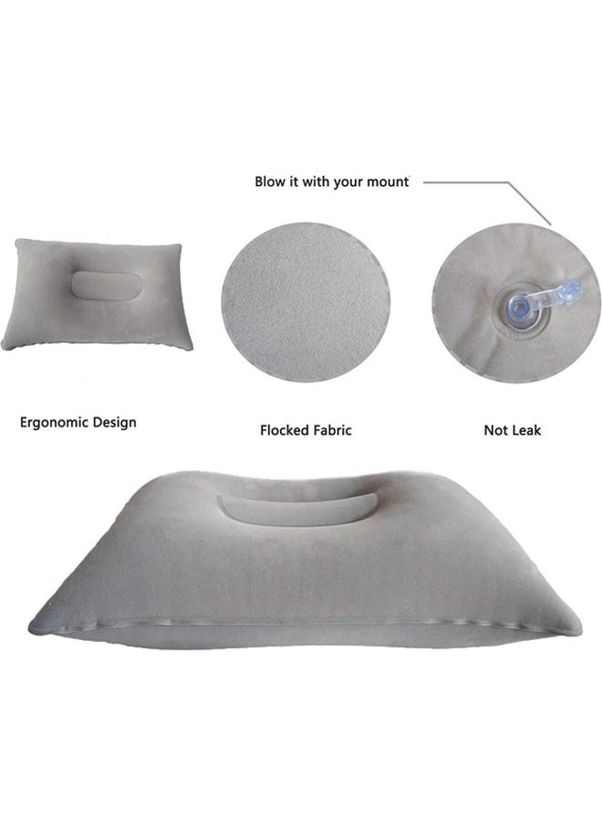 Hihonor - 2 Pack Gray Ultralight Inflatable Pillow Small Squared Flocked Fabric Air Pillow for Hiking, Camping, Traveling, Napping, Desk Rest, Neck & Lumbar Support - Image 1