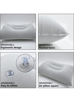 Hihonor 2 Pack Gray Ultralight Inflatable Pillow Small Squared Flocked Fabric Air Pillow for Hiking, Camping, Traveling, Napping, Desk Rest, Neck & Lumbar Support  - Image 3