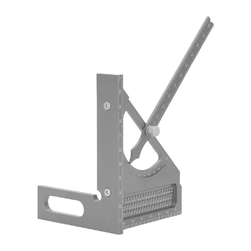 مسطرة زاوية مرنة قابلة للتعديل باللون الرمادي الفضي أداة قياس مترية دقيقة للنجارة وأعمال الخشب - Image 1