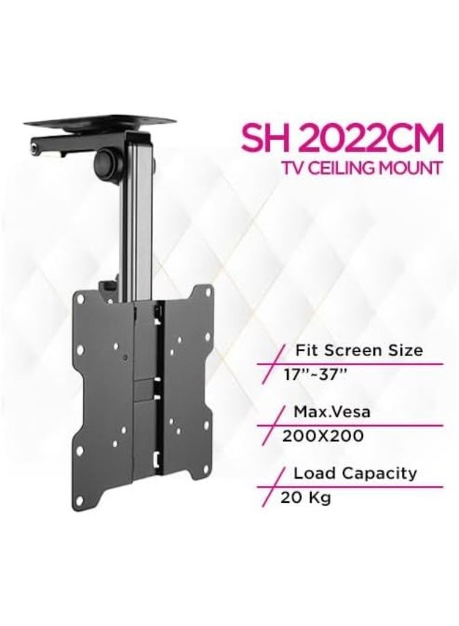 Skilltech Telescopic LCD TV Ceiling Mount – Adjustable Ceiling Bracket for 26"–75" Screens, VESA Compatible, 360° Rotation, Heavy-Duty Steel, Detachable Panel – Black - SH 2022CM - Image 3