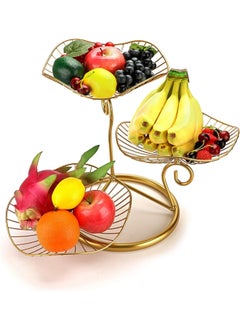 Arabest 3-Tier Fruit Basket Stand Decorative Iron Fruit Bowl, Metal Wire Fruit Holder Storage Trays Table Countertop Holder for Vegetables Bread Snack, Modern Fruit Bowls for Kitchen Home Use (Gold)  - Image 5