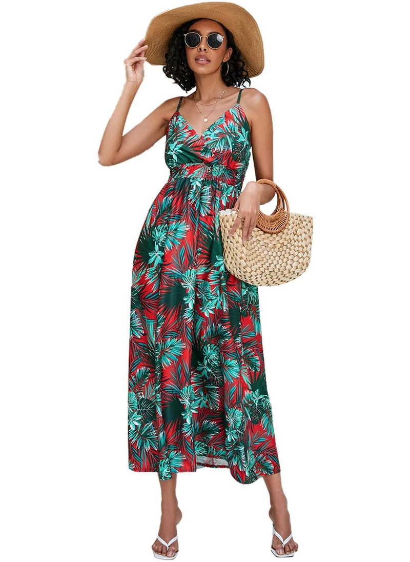 YUNIQEE Green Floral Print Fit & Flare Dress
