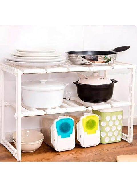 Practical under-sink organizer with movable shelves to organize kitchen and cleaning tools. Make smart use of wasted space in your kitchen or bathroom with the multi-use shelf organizer S