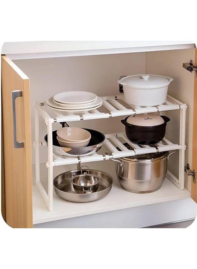 Practical under-sink organizer with movable shelves to organize kitchen and cleaning tools. Make smart use of wasted space in your kitchen or bathroom with the multi-use shelf organizer S - Image 2