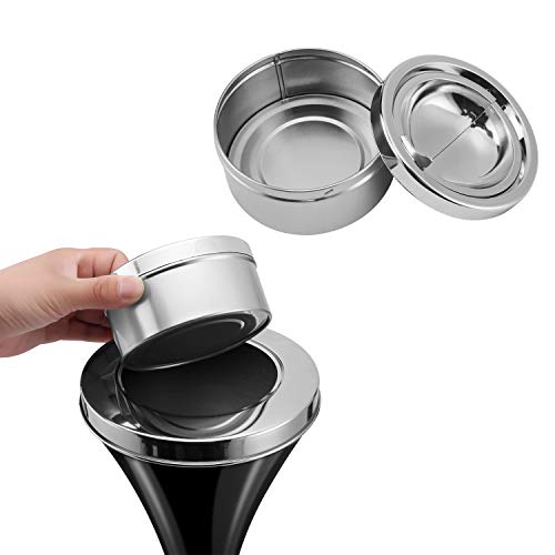 Anfrere 2 Pack Standing Outdoor Ashtray for Home Patio, Windproof Large & Tall Outside Ashtrays for Cigarette Butt Holder Receptacle Disposal, Black Smokers Cigar Ash Tray Container with Lid, C21BK - Image 5