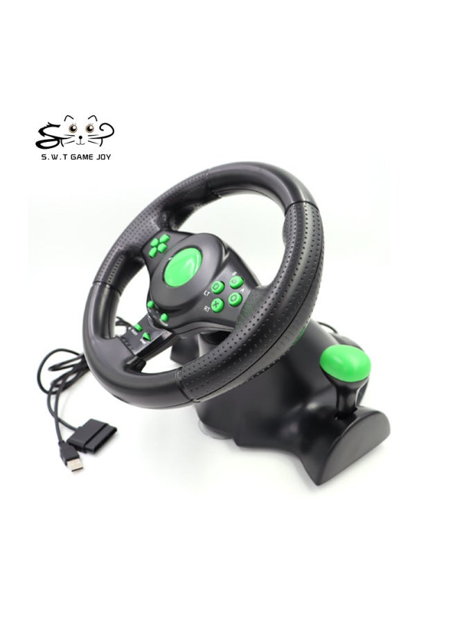 Four-in-one Manufacturers Spot XBOX360/PS3/P2/PC4 In 1 Steering Wheel USB Vibration Steering Wheel-Product Color:Black  - Image 3
