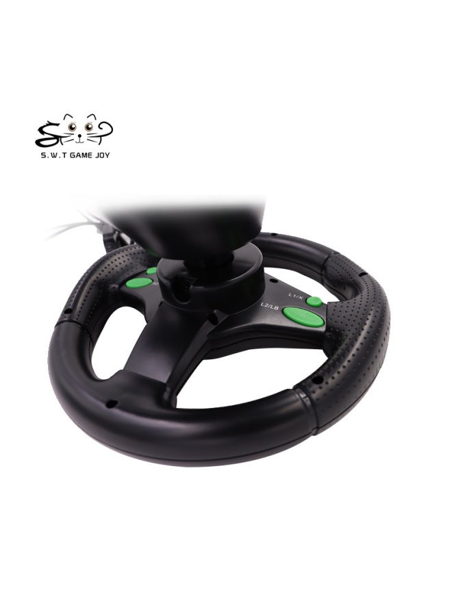 Four-in-one Manufacturers Spot XBOX360/PS3/P2/PC4 In 1 Steering Wheel USB Vibration Steering Wheel-Product Color:Black  - Image 5