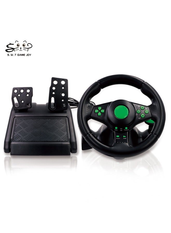 Four-in-one Manufacturers Spot XBOX360/PS3/P2/PC4 In 1 Steering Wheel USB Vibration Steering Wheel-Product Color:Black  - Image 2