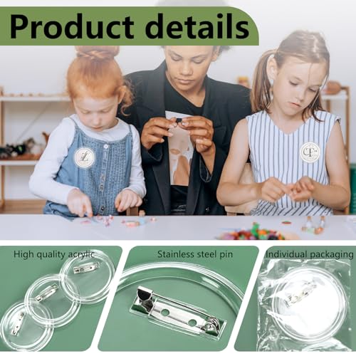 Bignc 20 Set Clear Pins For Crafts, Plastic Button Making Kit, Blank Pins Bulk, Make Your Own Buttons Badge Maker DIY Crafts, Photo Buttons (2.36 Inch) - Image 3