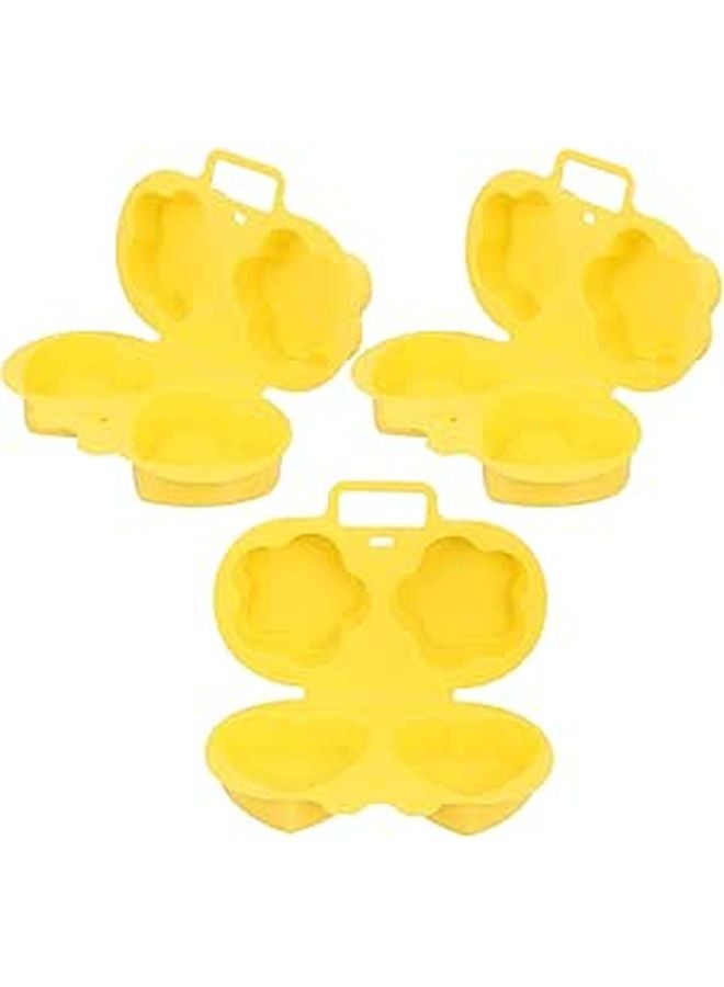 Microwave Egg Poacher Set 3Pcs Heart Flower Shape Kitchen Cooking Mold - Image 1