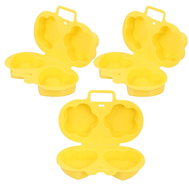 Microwave Egg Poacher Set 3Pcs Heart Flower Shape Kitchen Cooking Mold - Image 2