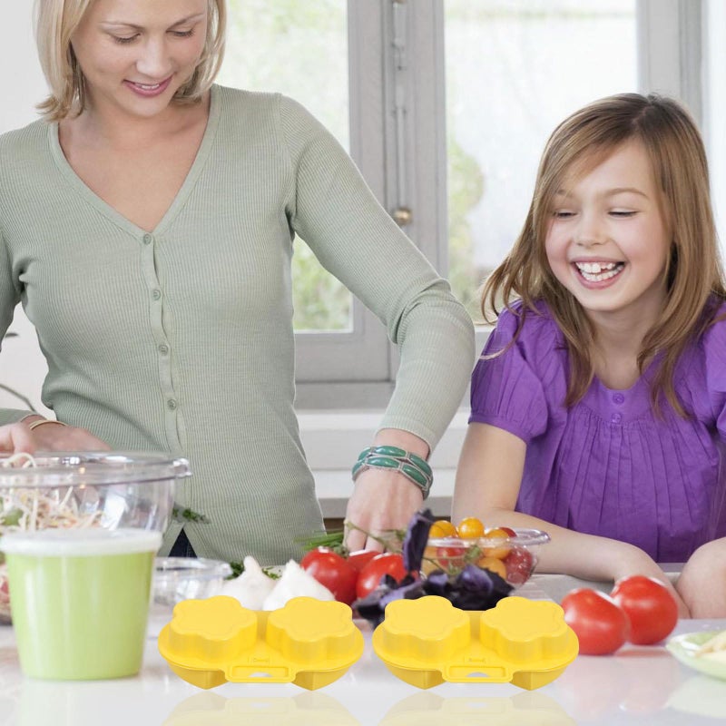 Microwave Egg Poacher Set 3Pcs Heart Flower Shape Kitchen Cooking Mold - Image 5
