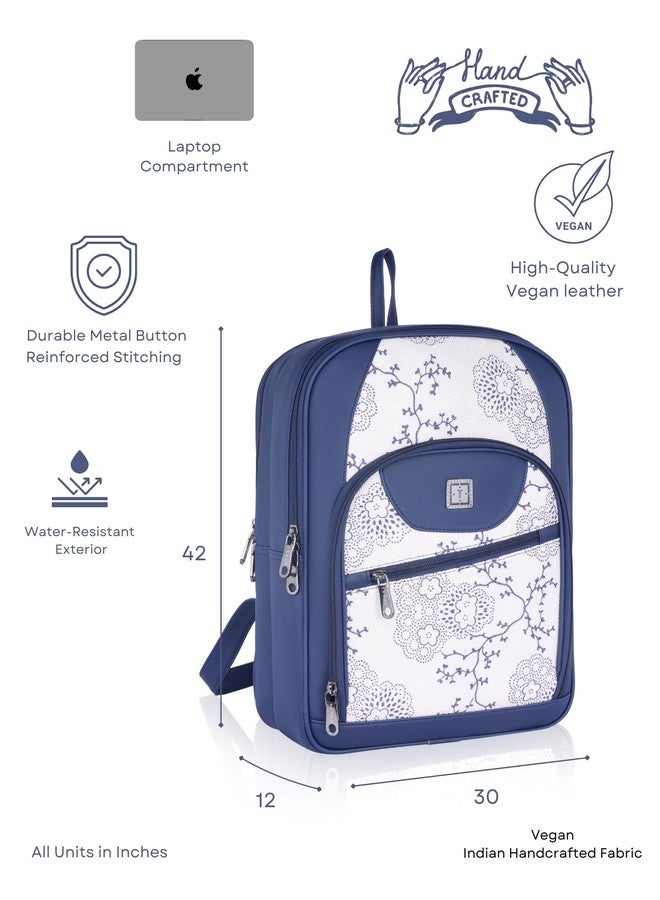 TEXAS Aura Premium Designer Jute Laptop Backpack | Fits 15.6-Inch Laptop, 14L Capacity | Unisex Office, Travel, School Bag (Floral Aura) - Image 4