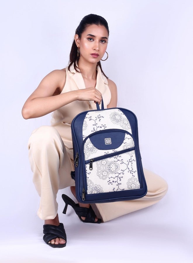 TEXAS Aura Premium Designer Jute Laptop Backpack | Fits 15.6-Inch Laptop, 14L Capacity | Unisex Office, Travel, School Bag (Floral Aura) - Image 2