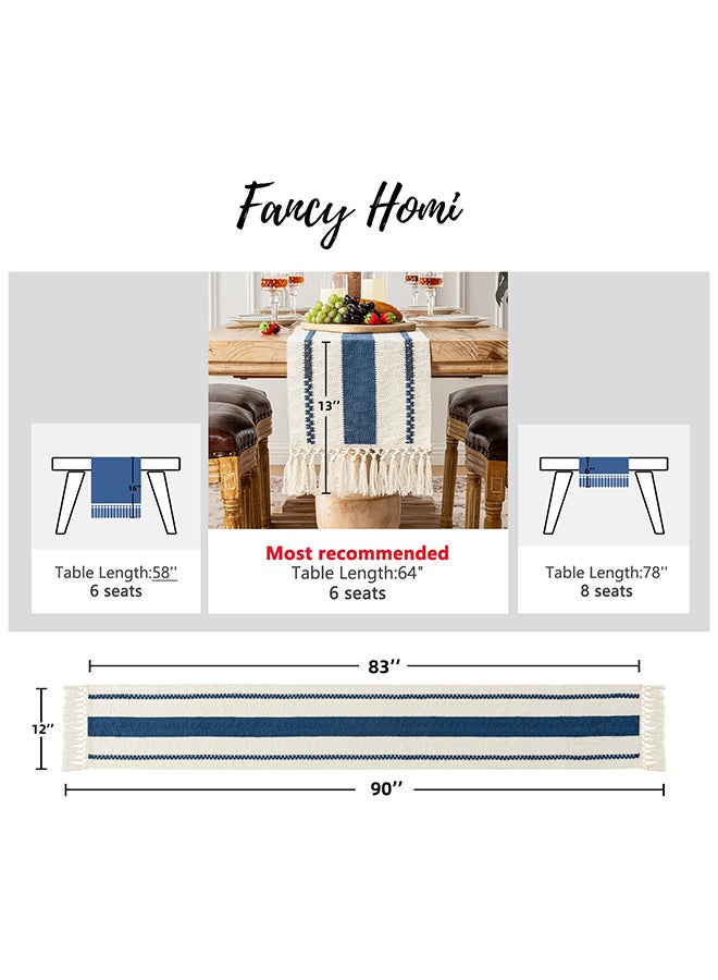 Fancy Homi Boho Chic Macrame Table Runner for Home Decor, Farmhouse Style with Tassels, Perfect for Party Bohemian - 30x230 cm - Dusty Blue - Image 3