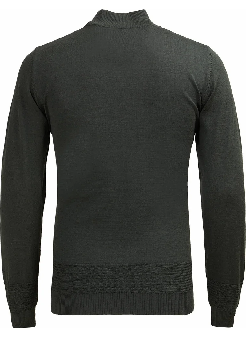كيب Khaki Half Turtleneck Wool Blend Sweater