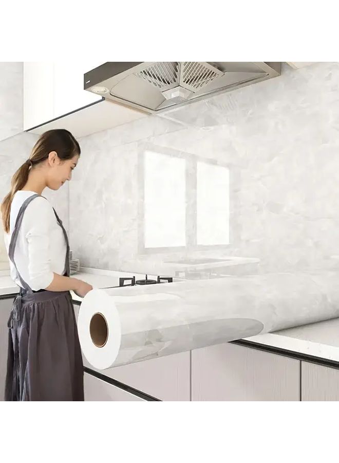 Self Adhesive Waterproof Bathroom Wallpaper Putty Gray Marble Tile Stickers For Renovating Bathrooms Kitchens Wall Countertops Cabinet Doors 78 74 Inch Long 15 75 Inch Wide - Image 5